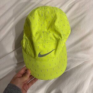 Nike Bright Yellow Running Sports Hat with Silver Logo Dri-Fit